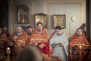 Игумен монастыря Алексий (Горлычев) принял участие в архиерейском богослужении в Успенском кафедральном соборе Дмитрова